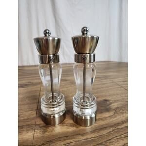 Pair Of William Bounds Clear Acrylic Salt And Pepper Mill